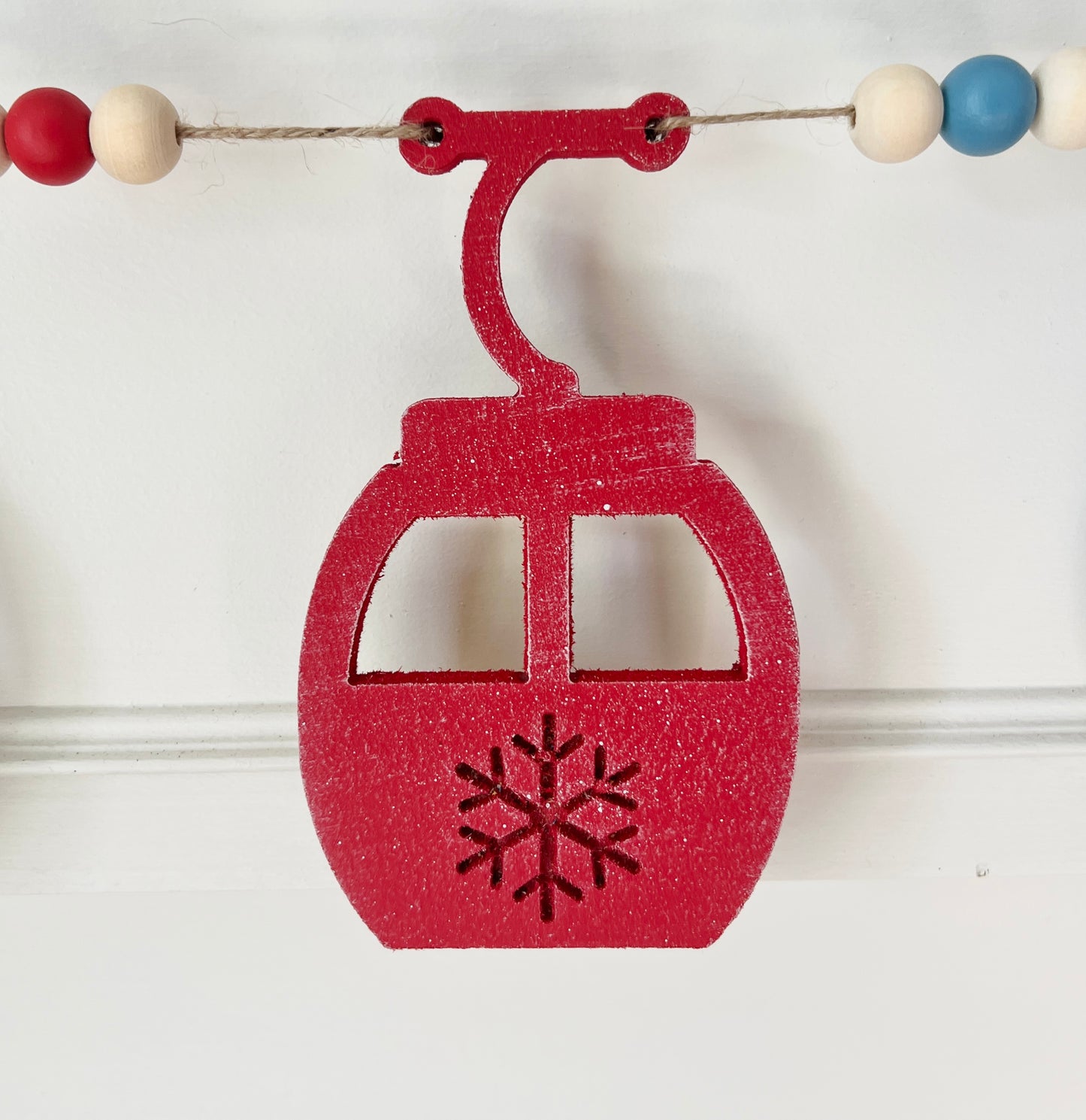 Ski gondola DIY garland handmade with painted wood pieces. Free shipping
