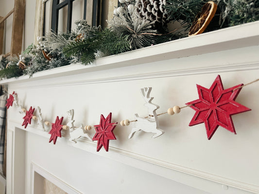 Nordic reindeer garland - 6 colours available