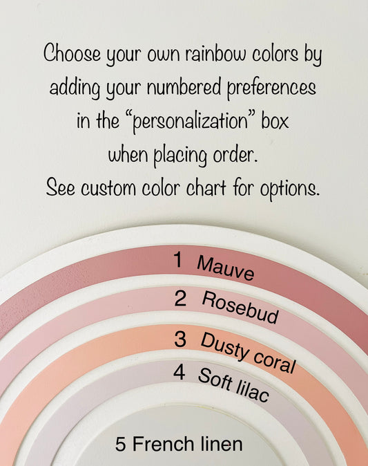Round rainbow nursery sign with name for baby girl room, boho themed, choose your colors