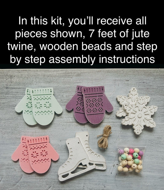 Ice skates and Mittens garland, FREE SHIPPING