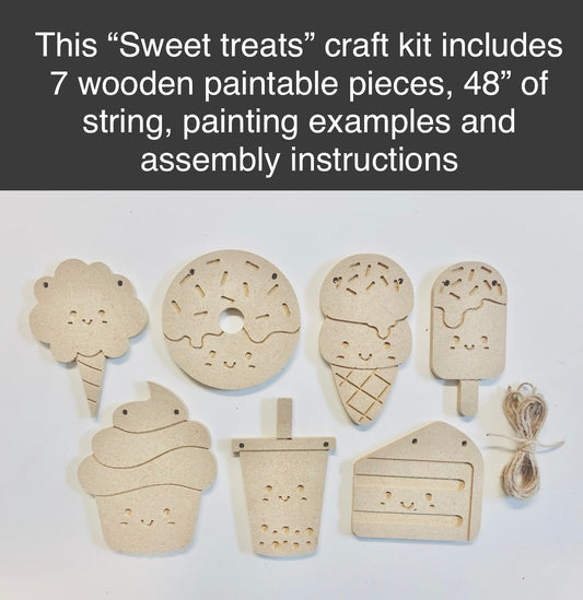 Paintable craft kit, Kawaii sweet treats, FREE SHIPPING