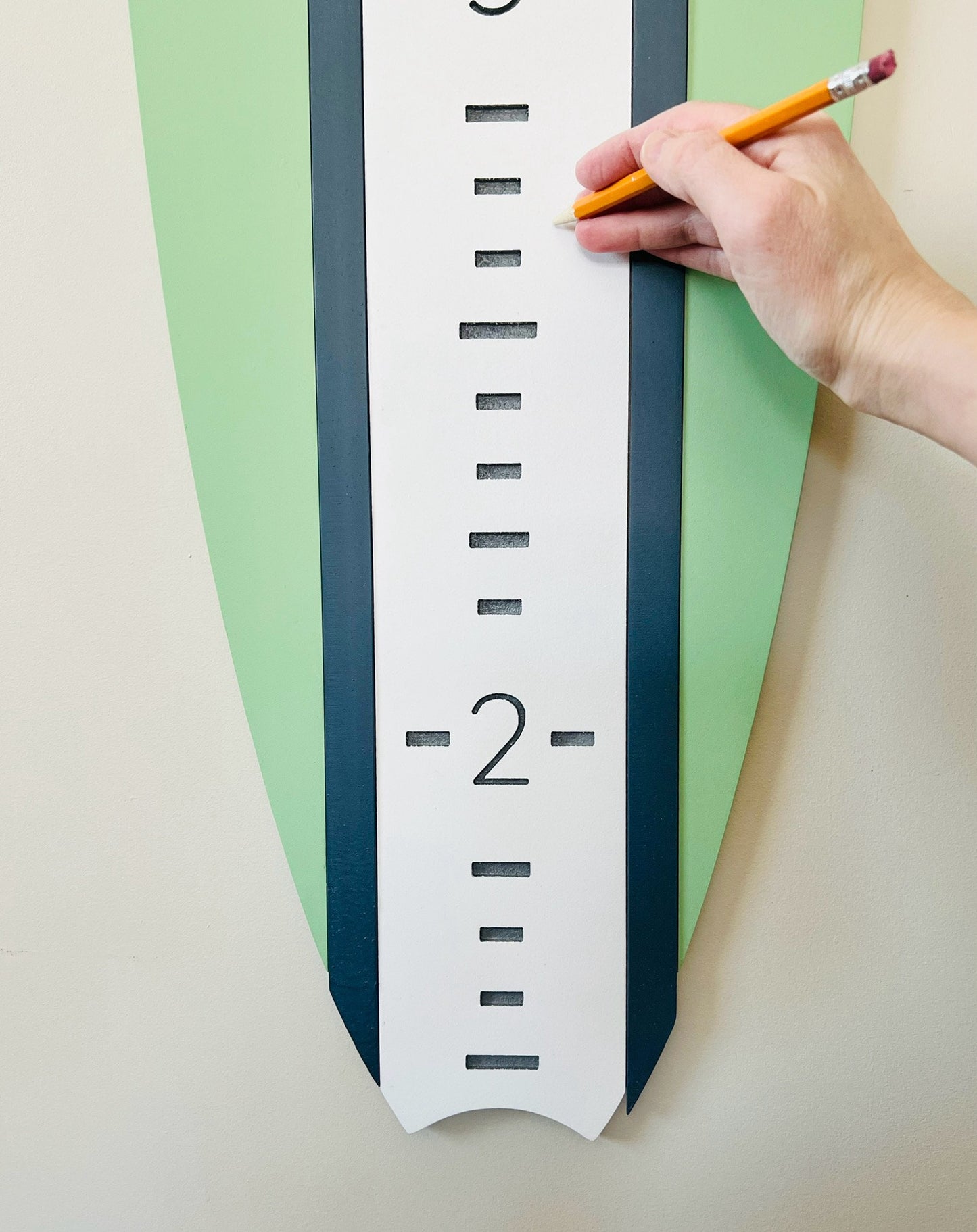 Surfboard growth chart for child's room or nursery, 48" tall, Customize your colors to suit