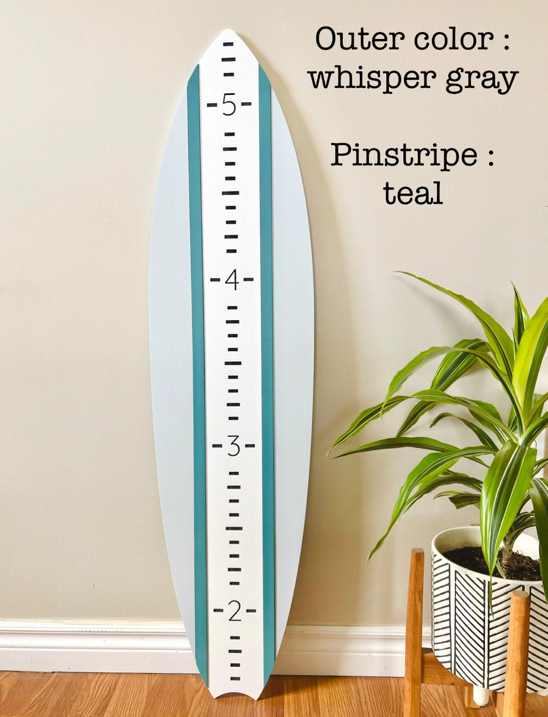 Surfboard growth chart for child's room or nursery, 48" tall, Customize your colors to suit