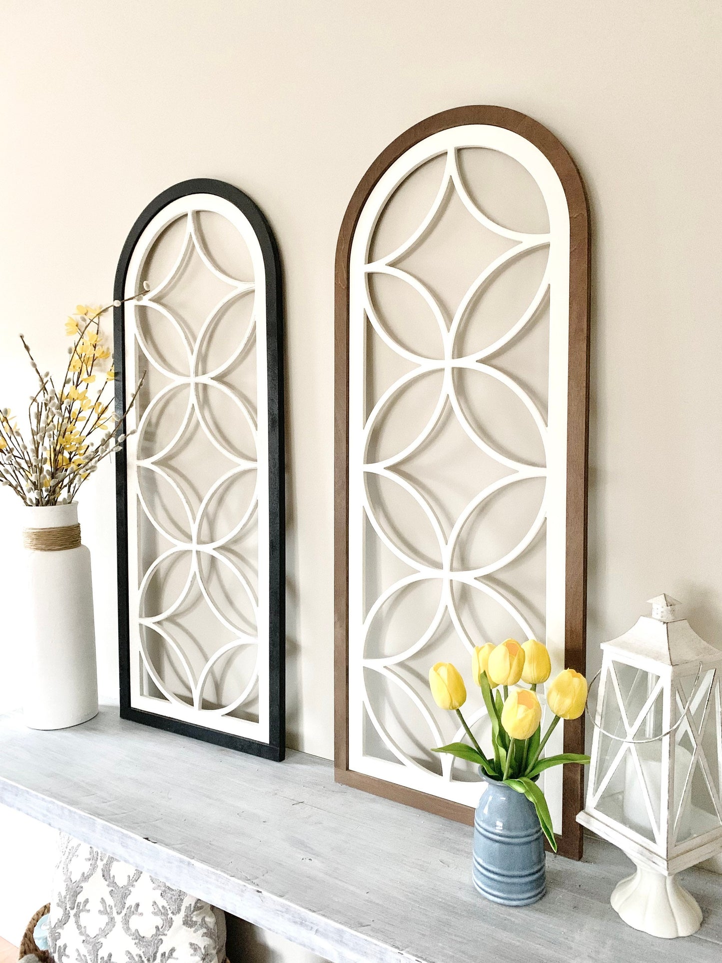Tall skinny farmhouse window decoration for wall, 42” tall