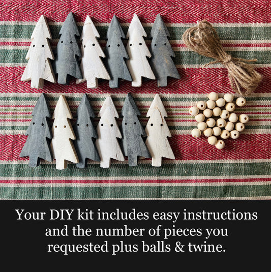 Rustic Pines wooden tree garland, grey, natural winter decoration