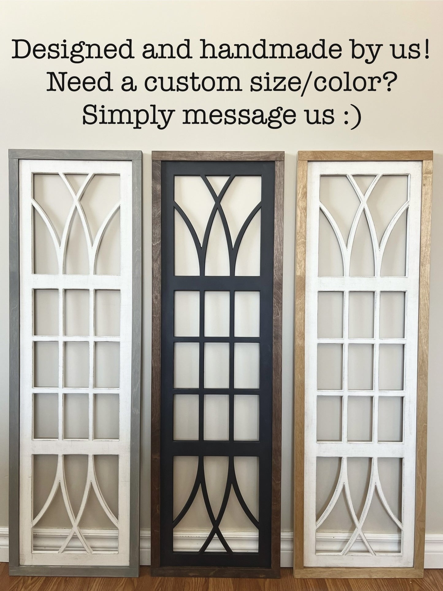 Custom farmhouse window decoration for modern or rustic home decor