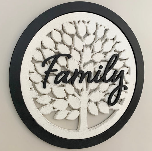 Custom Family tree last name round sign, Personalize with last name or the word "family"
