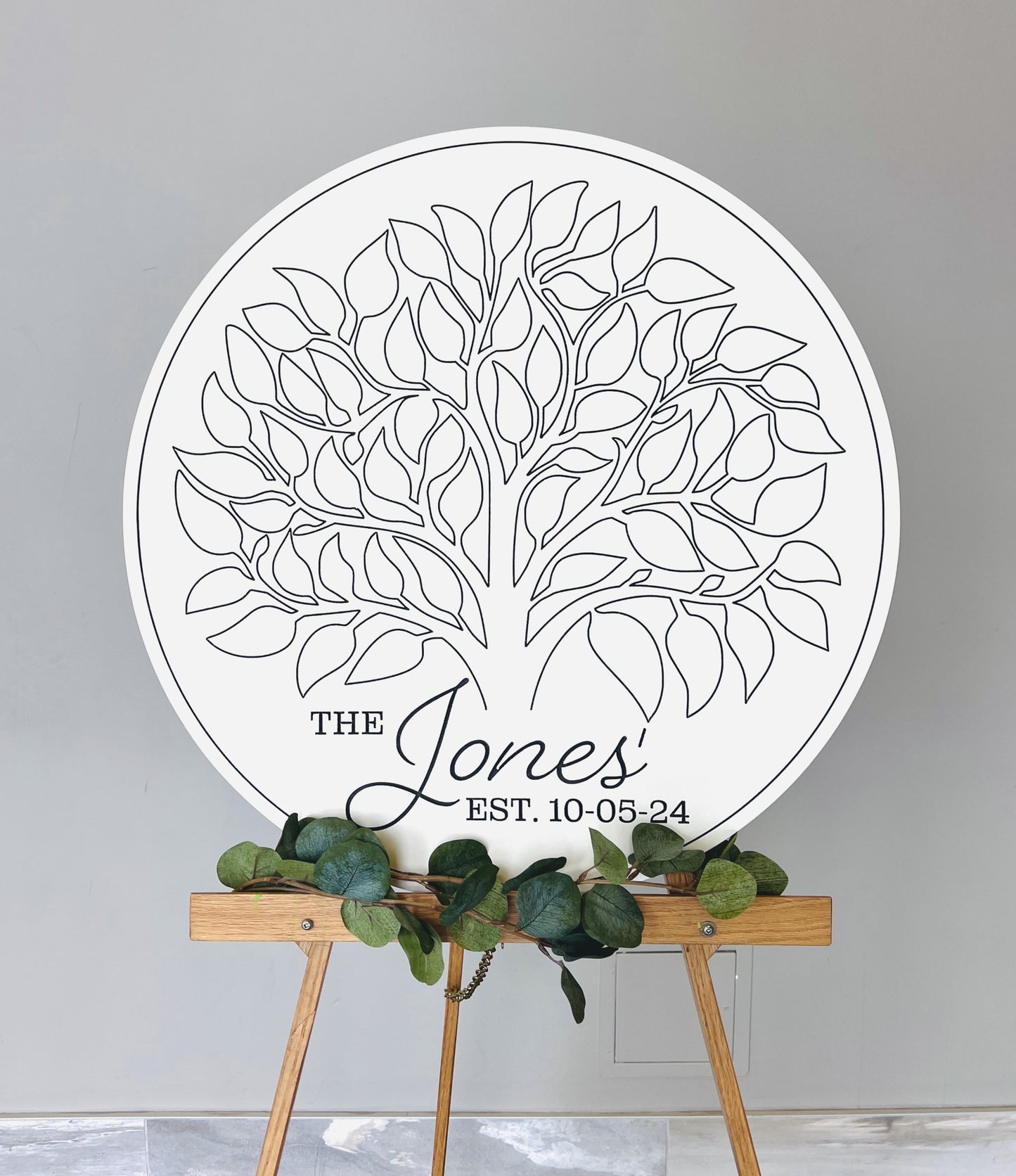 Alternative wedding guestbook sign with signable leaves, last name wedding keepsake