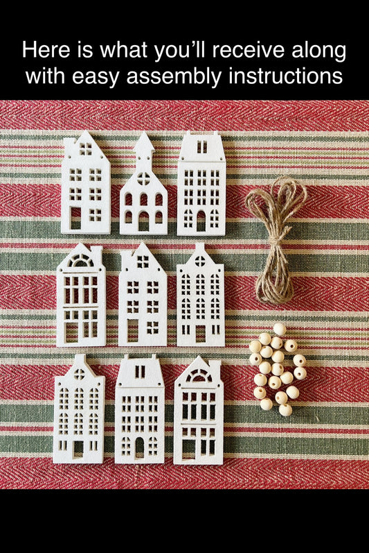 White house Christmas Village garland mantle decoration