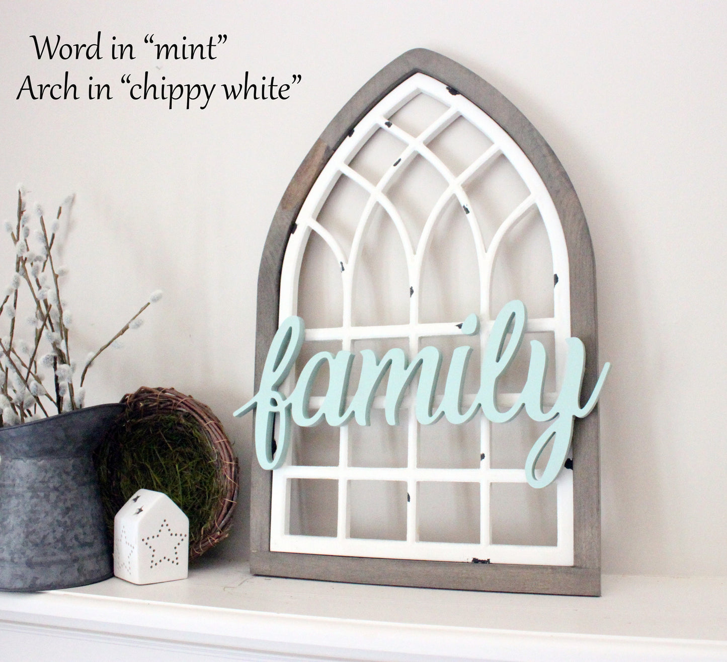farmhouse window arch with word attached, 3 sizes