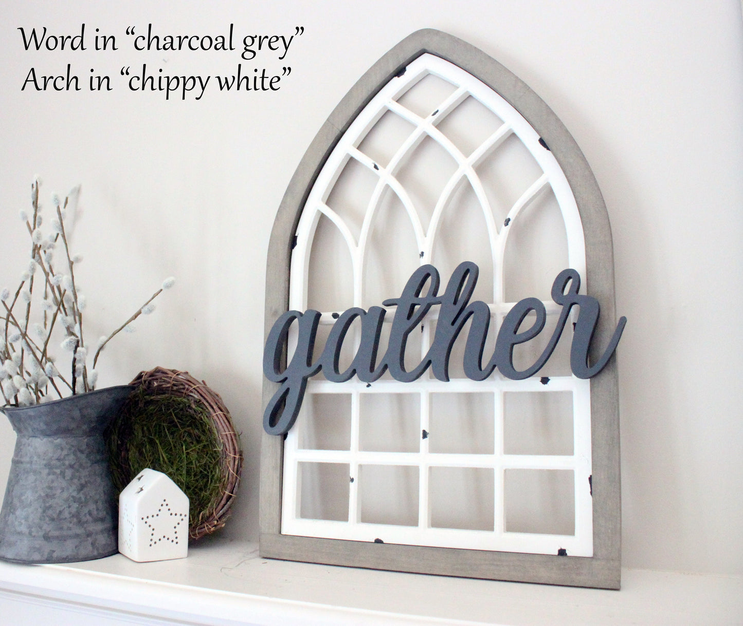 farmhouse window arch with word attached, 3 sizes