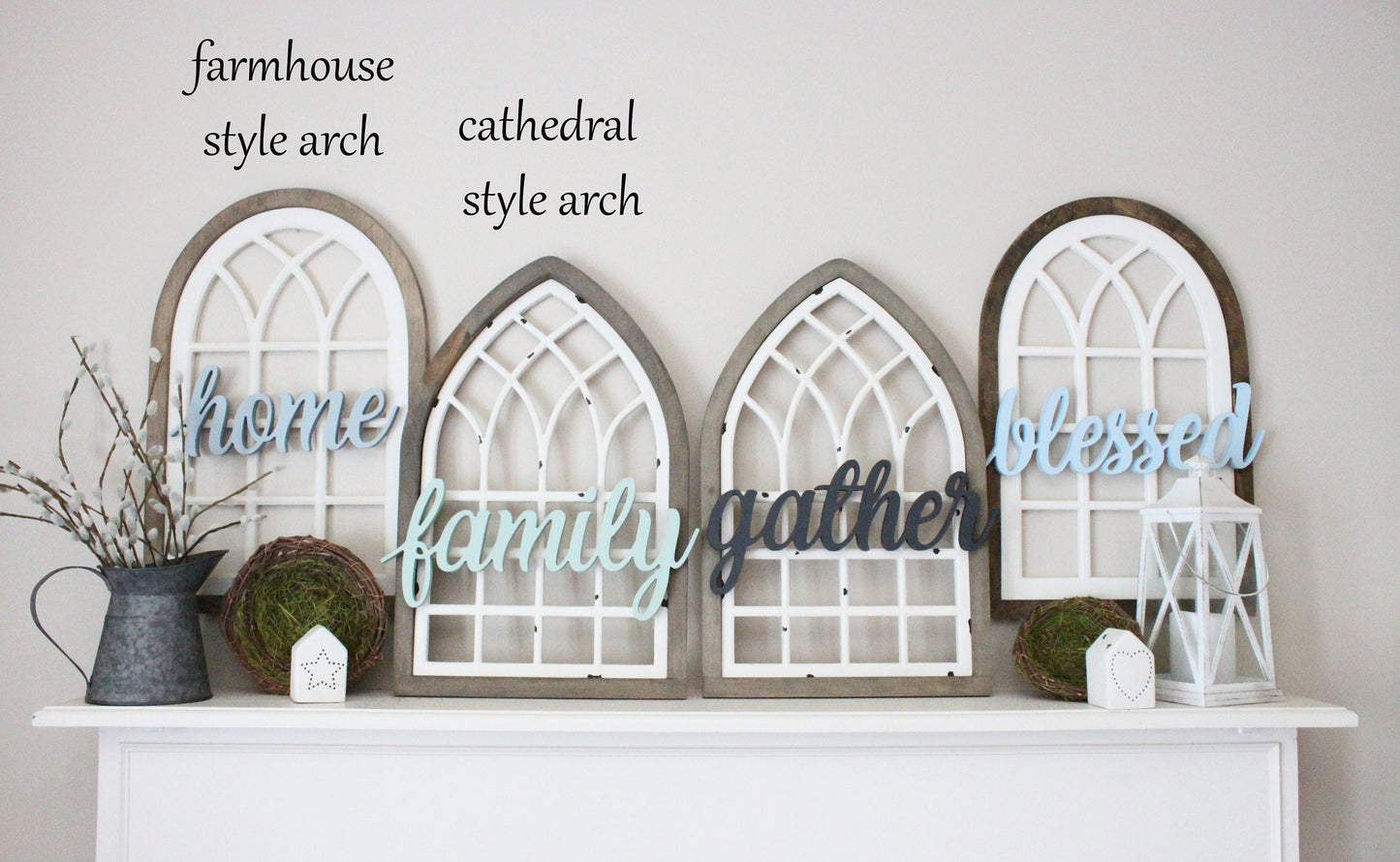 farmhouse window arch with word attached, 3 sizes