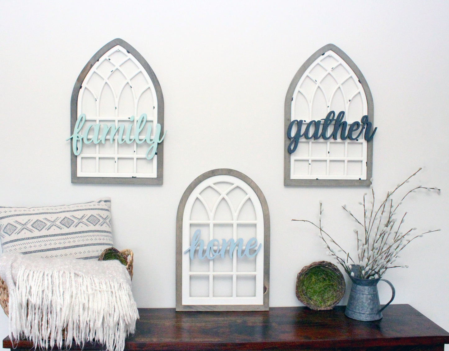 farmhouse window arch with word attached, 3 sizes