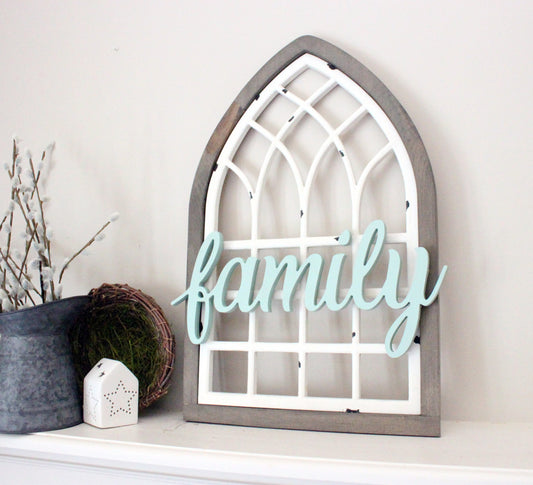 farmhouse window arch with word attached, 3 sizes