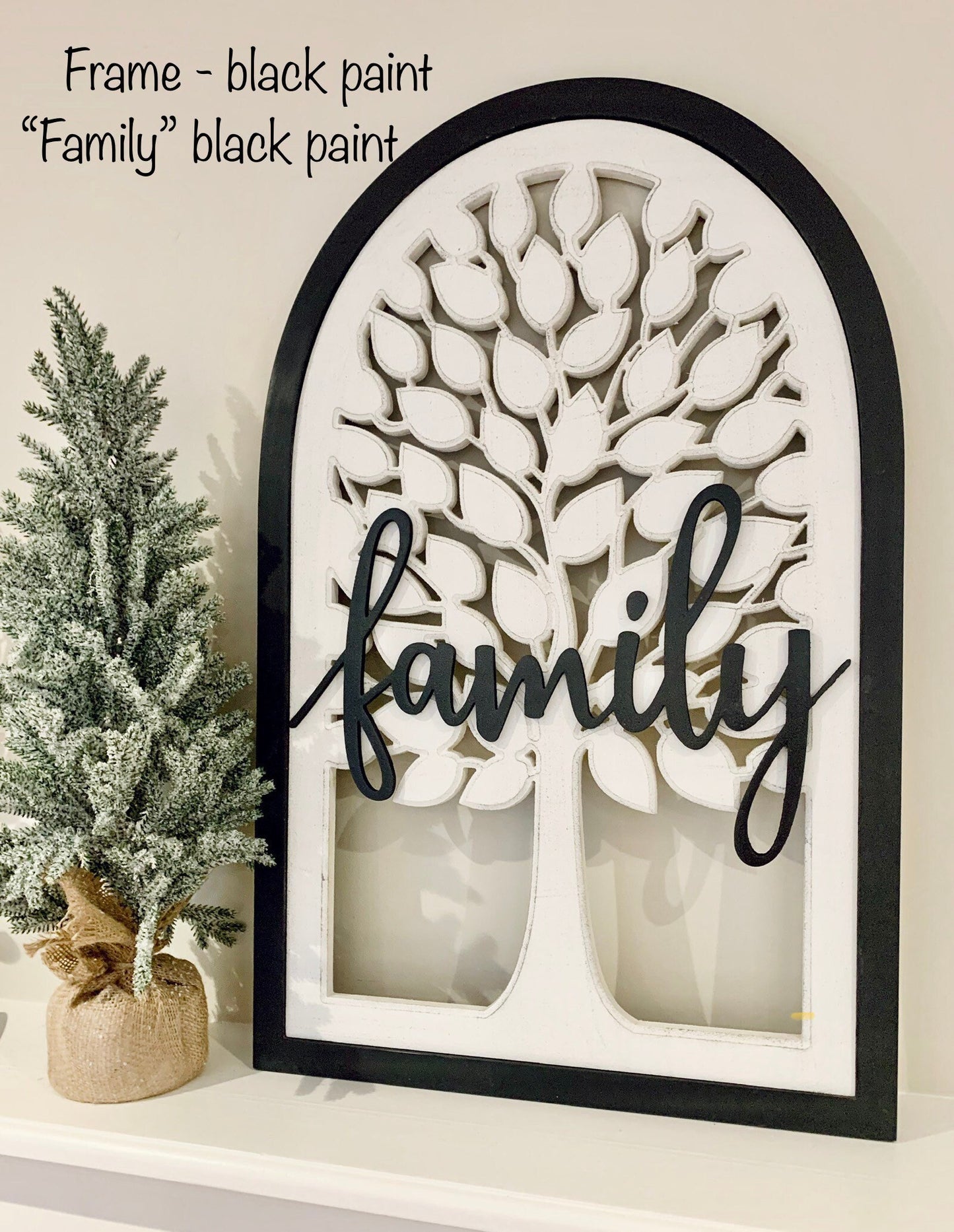 Personalized family tree, farmhouse window arch sign