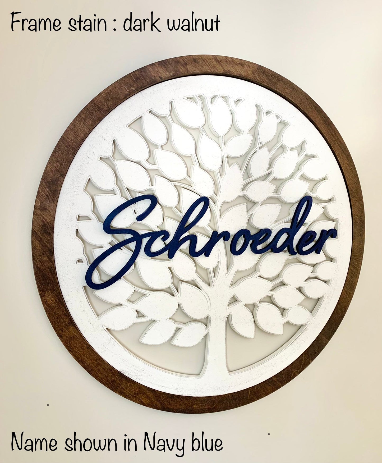Custom Family tree last name round sign, Personalize with last name or the word "family"