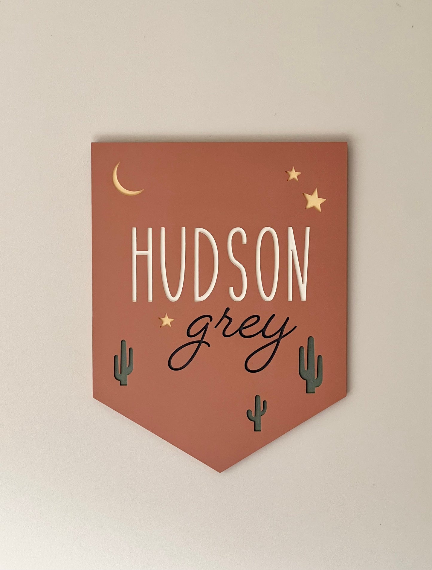 Southwestern nursey, baby name sign with cactus