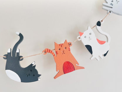 Crazy cat garland, paint your own diy craft