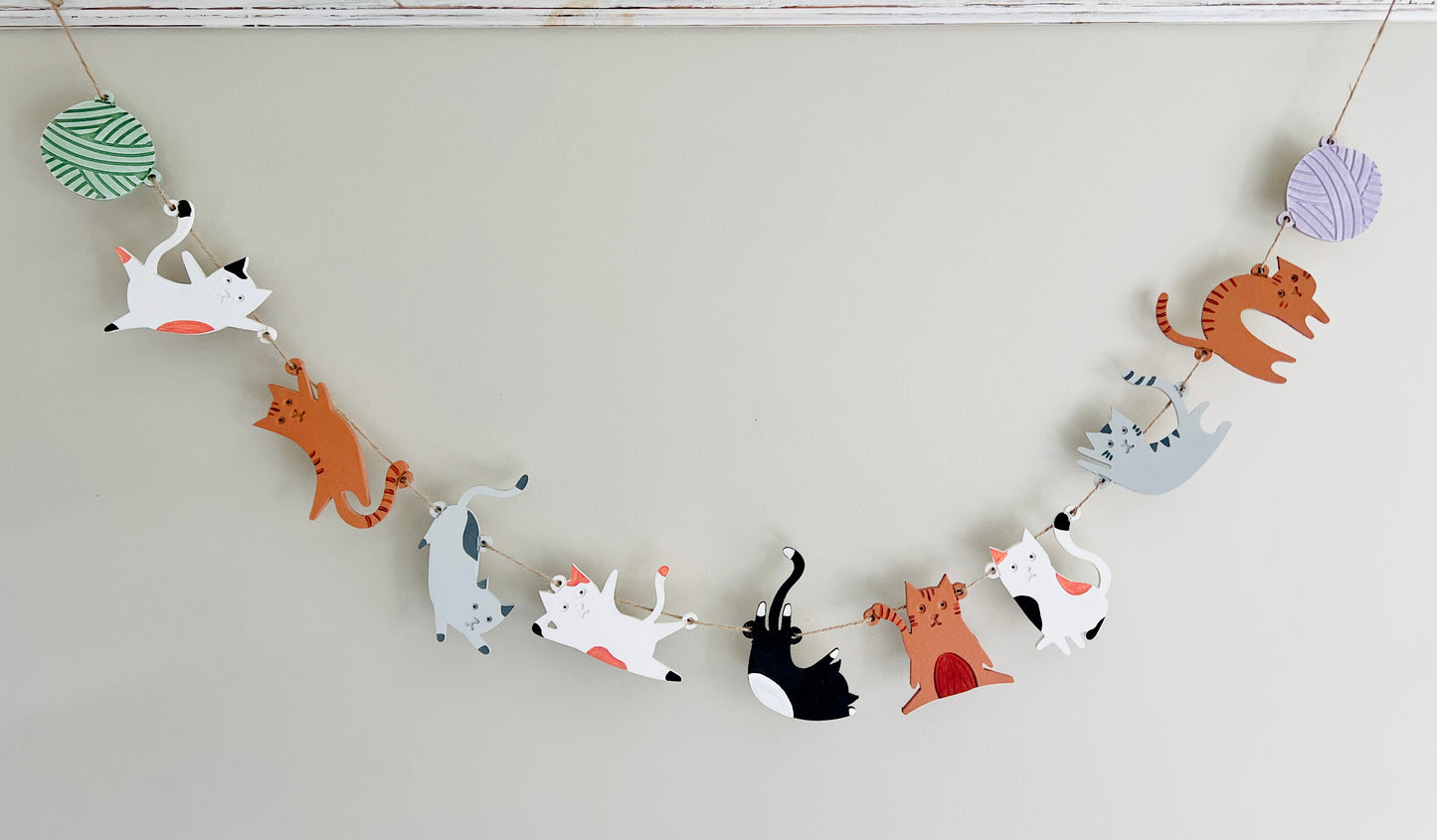 Crazy cat garland, paint your own diy craft