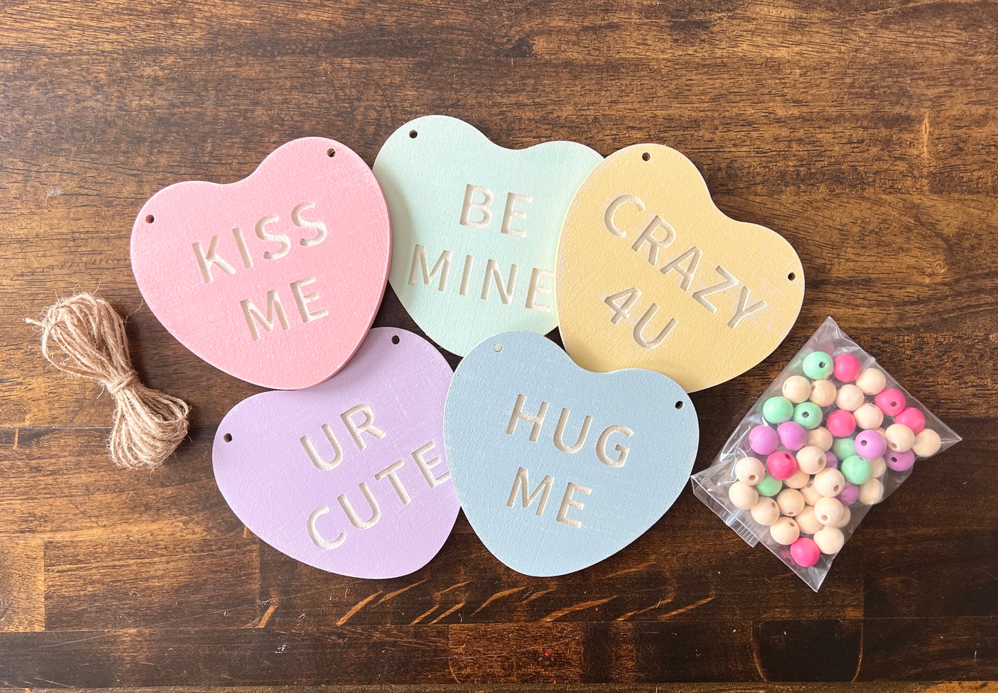 Valentines Day garland, conversation candy hearts banner, FREE SHIPPING