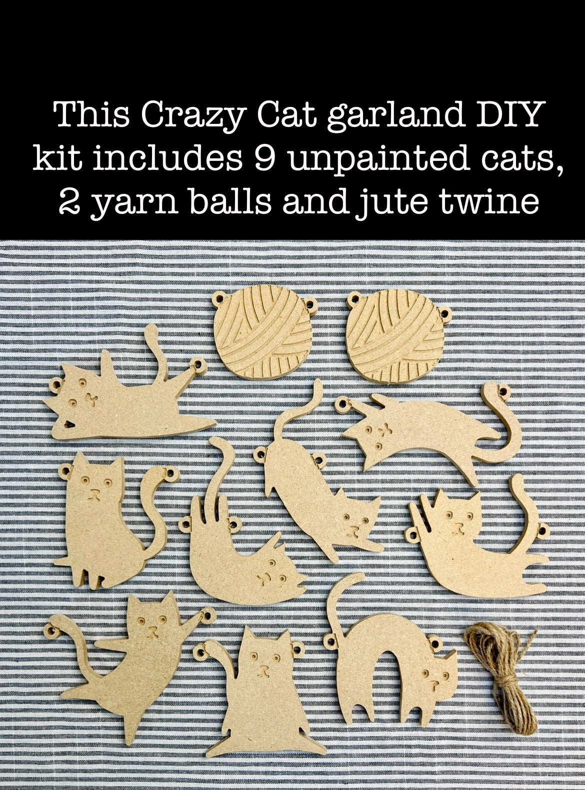 Crazy cat garland, paint your own diy craft