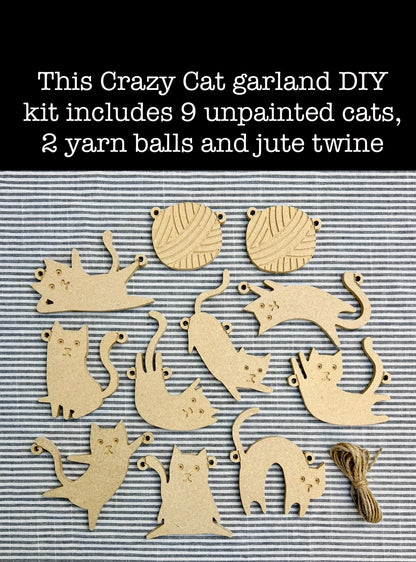 Crazy cat garland, paint your own diy craft