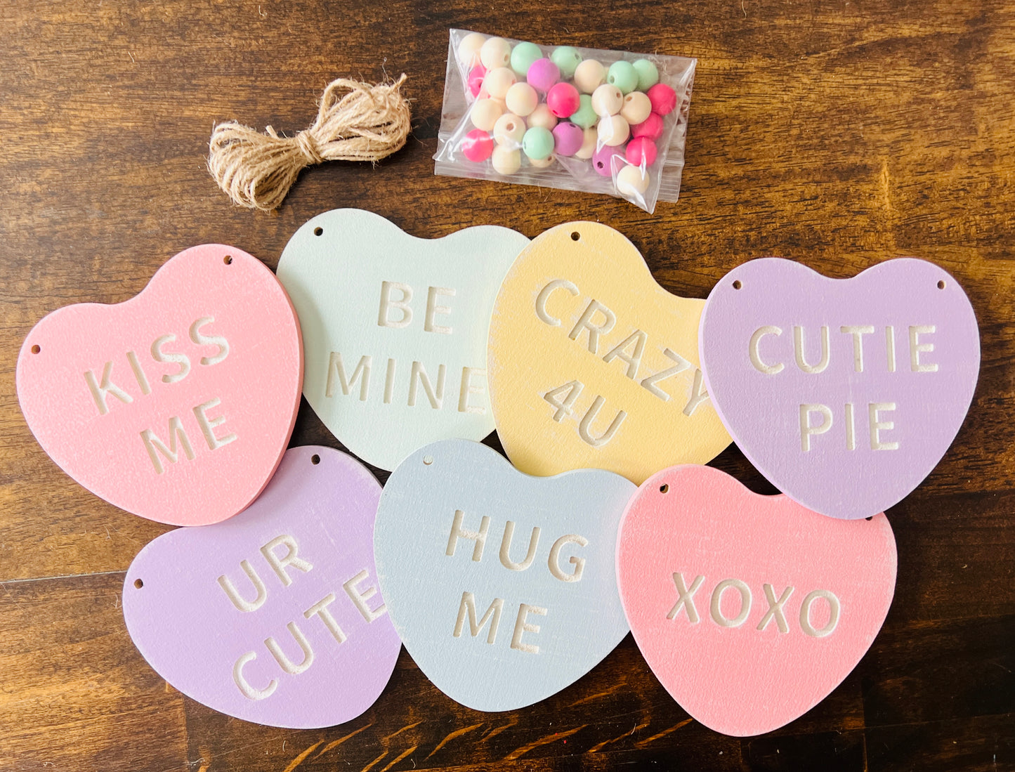Valentines Day garland, conversation candy hearts banner, FREE SHIPPING