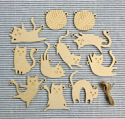 Crazy cat garland, paint your own diy craft