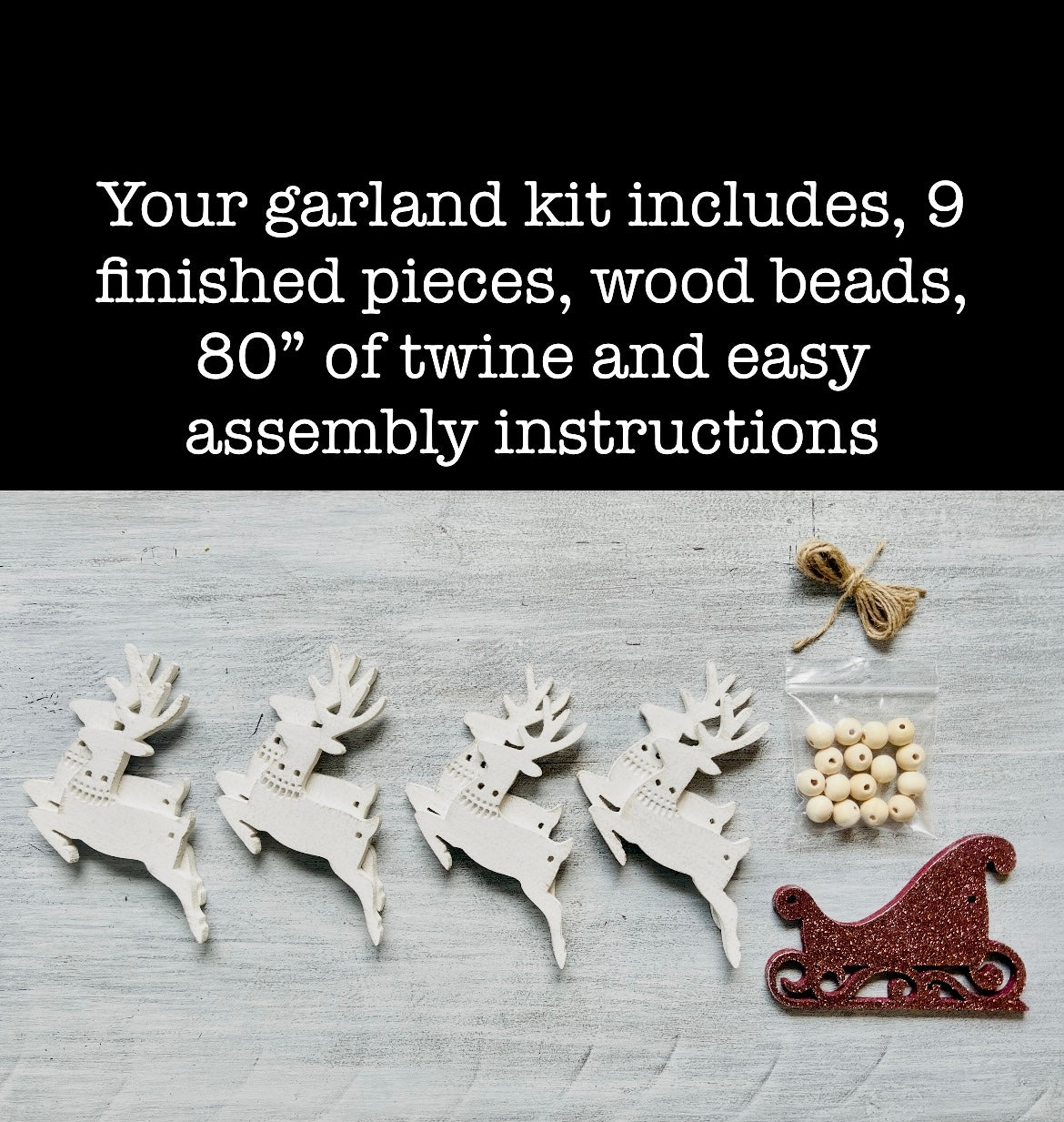 Sleigh and reindeer garland - DIY
