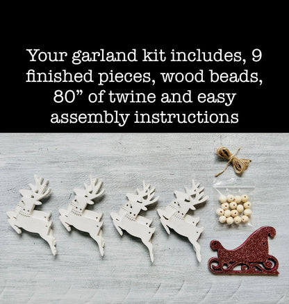 Sleigh and reindeer garland - DIY