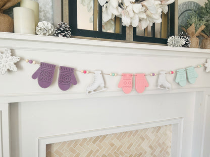 Ice skates and Mittens garland, FREE SHIPPING