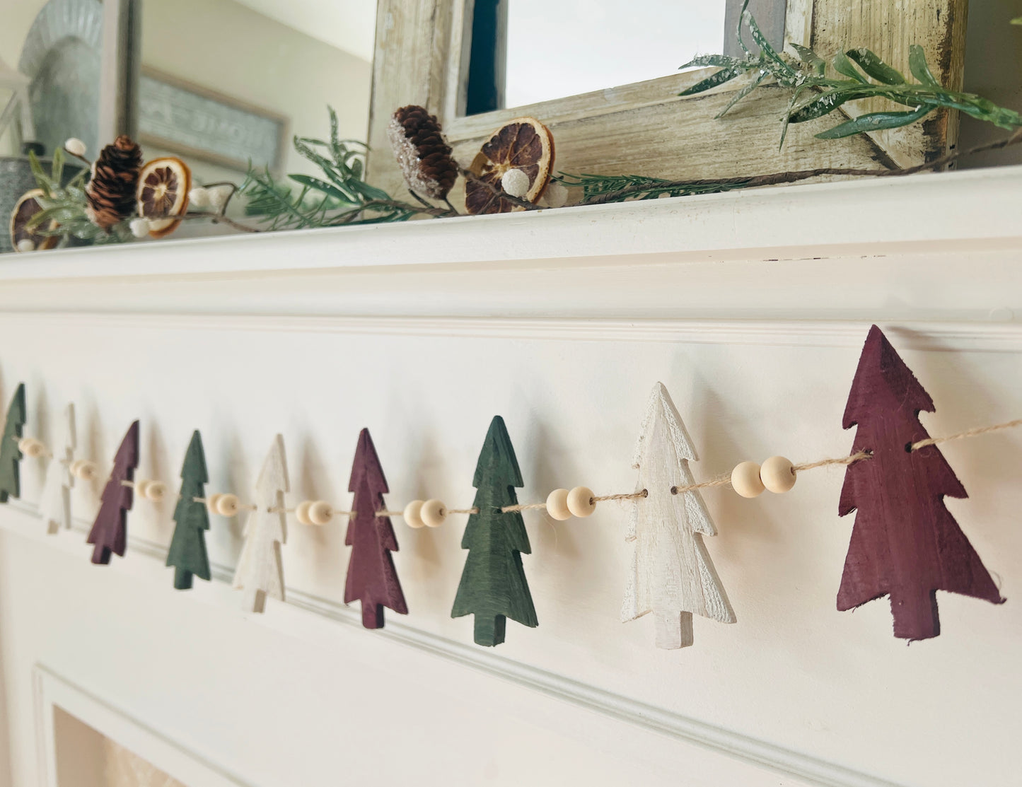 Rustic Pines wooden tree garland - 3 colors, FREE SHIPPING