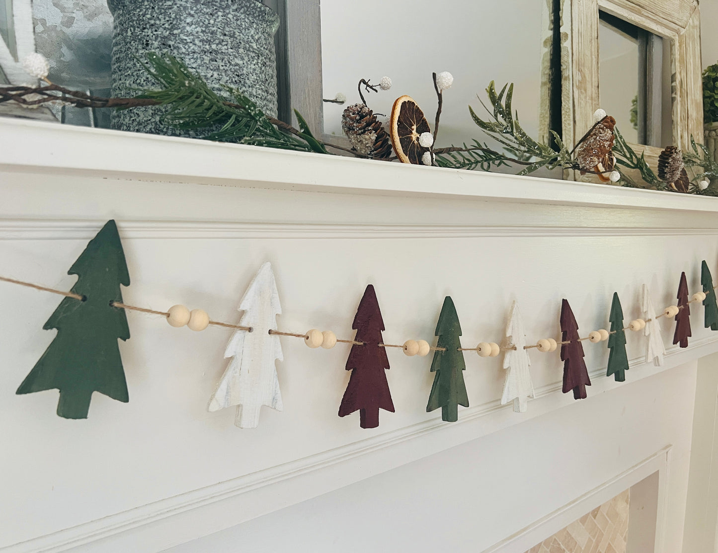 Rustic Pines wooden tree garland - 3 colors, FREE SHIPPING