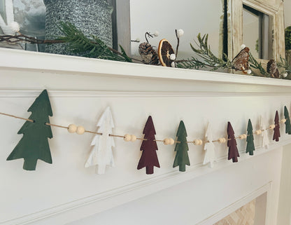Rustic Pines wooden tree garland - 3 colors, FREE SHIPPING