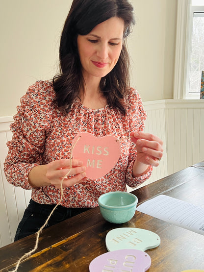 Valentines Day garland, conversation candy hearts banner, FREE SHIPPING