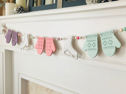 Ice skates and Mittens garland, FREE SHIPPING