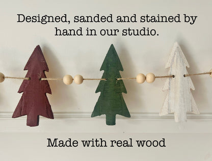 Rustic Pines wooden tree garland - 3 colors, FREE SHIPPING