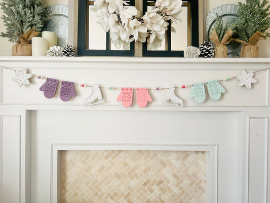 Ice skates and Mittens garland, FREE SHIPPING