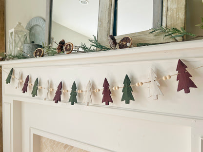 Rustic Pines wooden tree garland - 3 colors, FREE SHIPPING