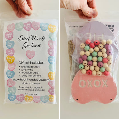 Valentines Day garland, conversation candy hearts banner, FREE SHIPPING