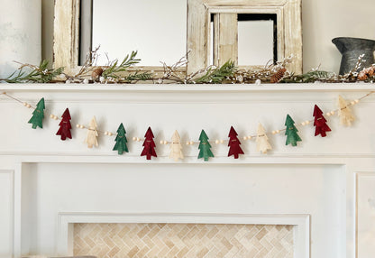 Rustic Pines wooden tree garland - 3 colors, FREE SHIPPING
