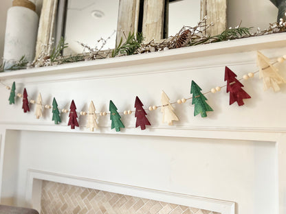 Rustic Pines wooden tree garland - 3 colors, FREE SHIPPING