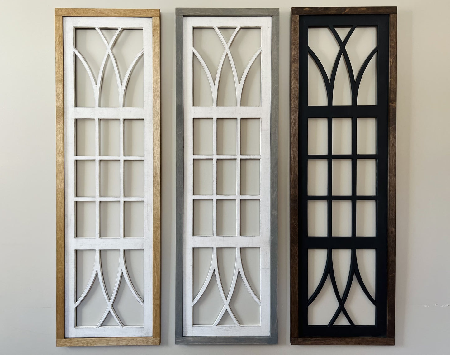 Custom farmhouse window decoration for modern or rustic home decor