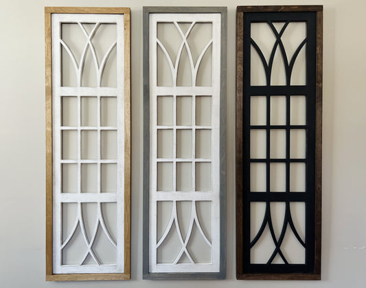 Custom farmhouse window decoration for modern or rustic home decor
