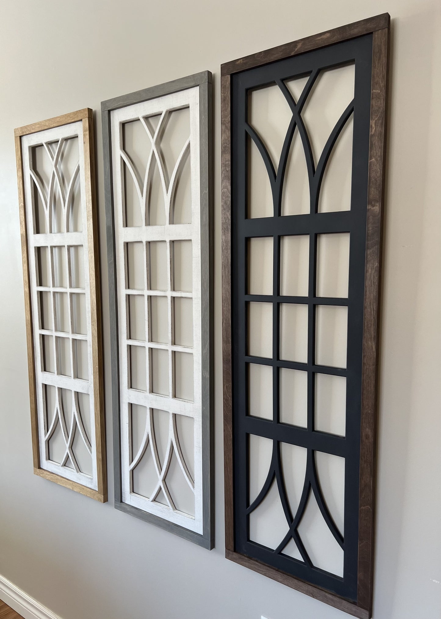 Custom farmhouse window decoration for modern or rustic home decor