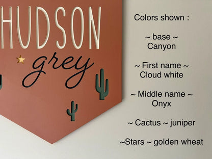 Southwestern nursey, baby name sign with cactus