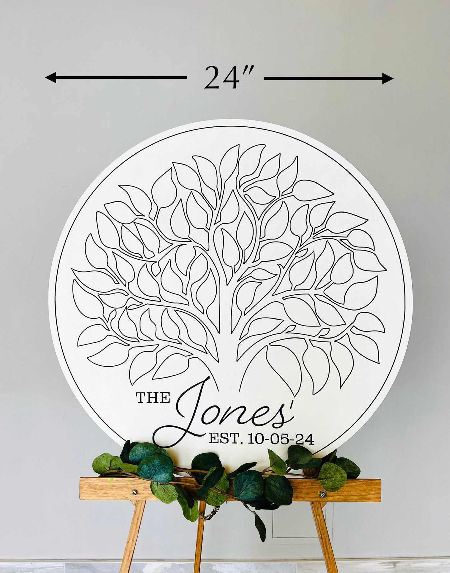 Alternative wedding guestbook sign with signable leaves, last name wedding keepsake