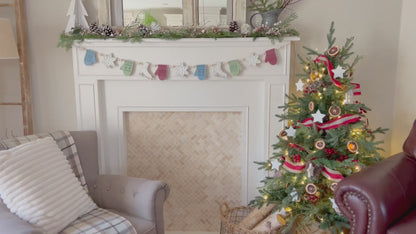 Ice skates and mittens garland holiday decoration - FREE SHIPPING