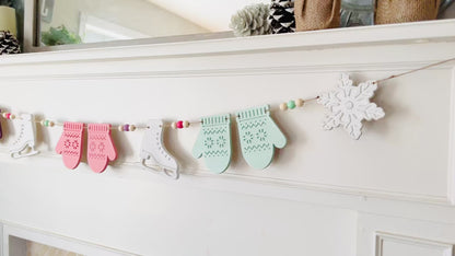 Ice skates and Mittens garland, FREE SHIPPING