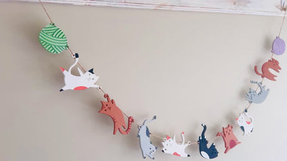 Crazy cat garland, paint your own diy craft